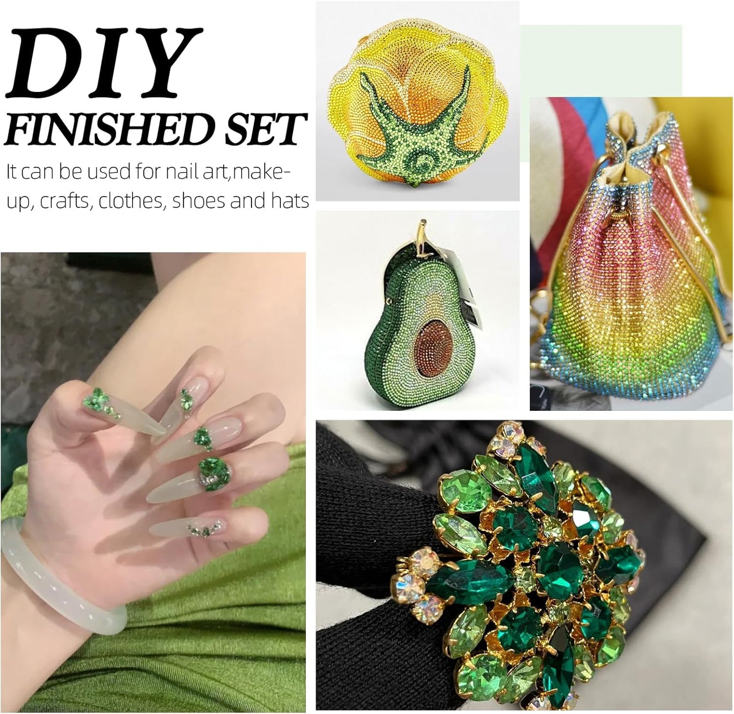 Light Green Flatback Rhinestones, Glass Rhinestones for Nail Art and Craft, Glue Fix, Loose Crystal Gemstones(Lt.Green, SS4, 2880pcs, 1.5-1.7mm)