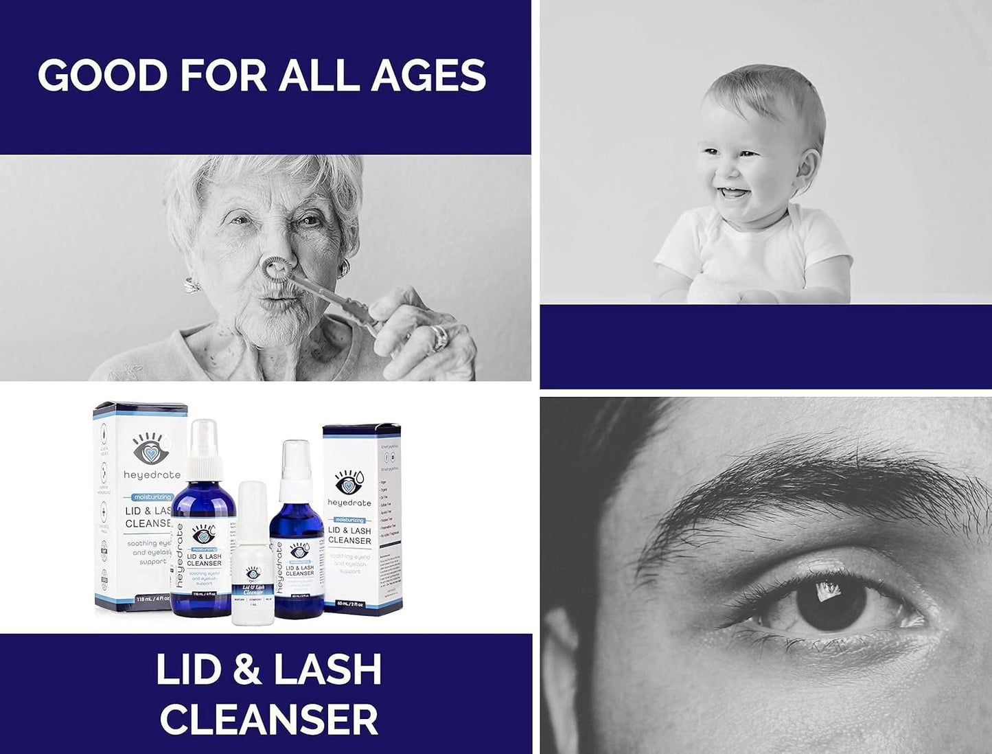 Lid and Lash Cleanser – 2oz Glass Bottle – Pure Hypochlorous Acid Spray for Soothing Dry Eye Irritation – Daily Eyelid & Lash Cleanser