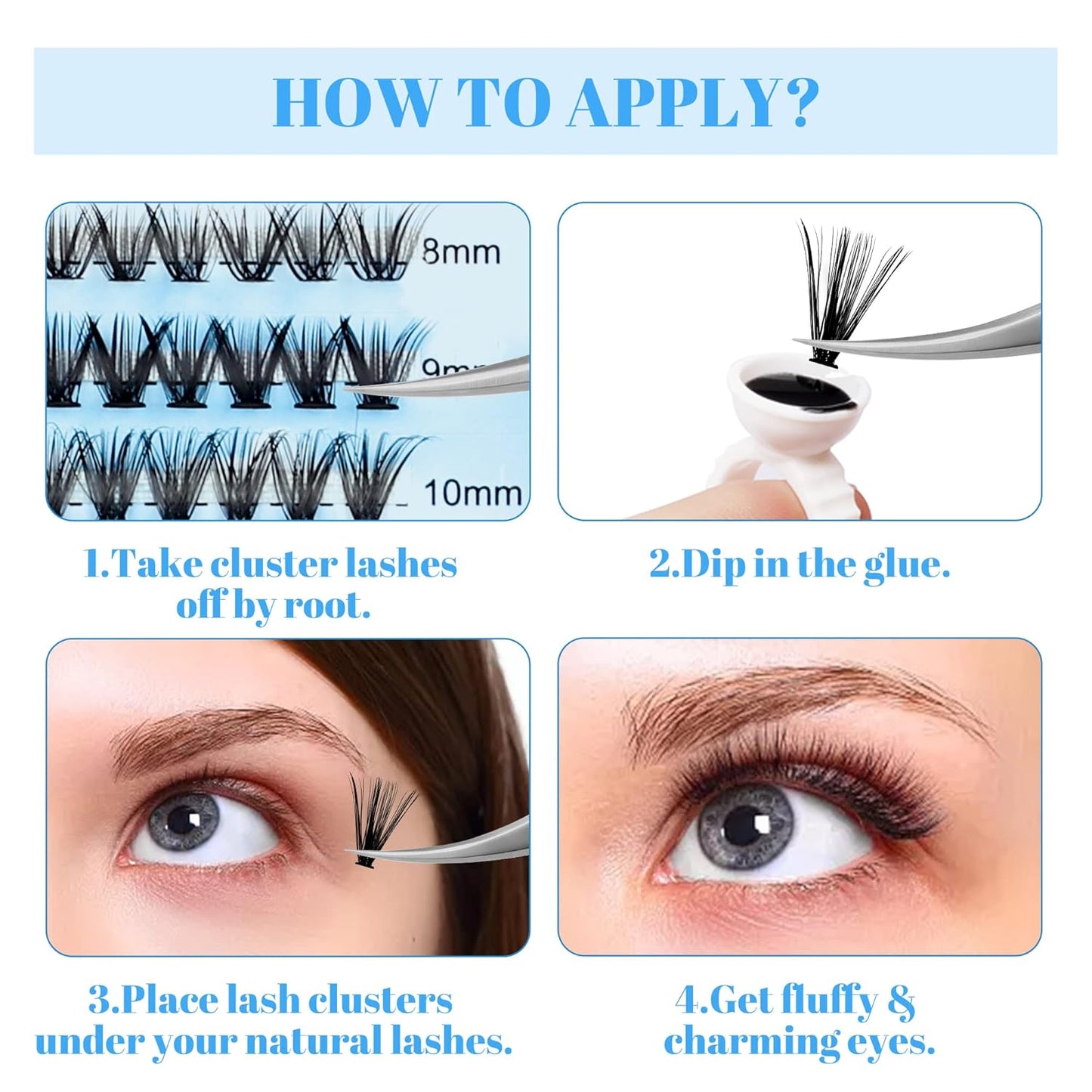 Individual Lashes GEMERRY 280pcs Large Tray 0.07mm Lash Clusters 40D 8-16 MIX D Curl Cluster Lashes Soft &Natural Individual Lashes Cluster Reusable DIY Eyelash Extensions