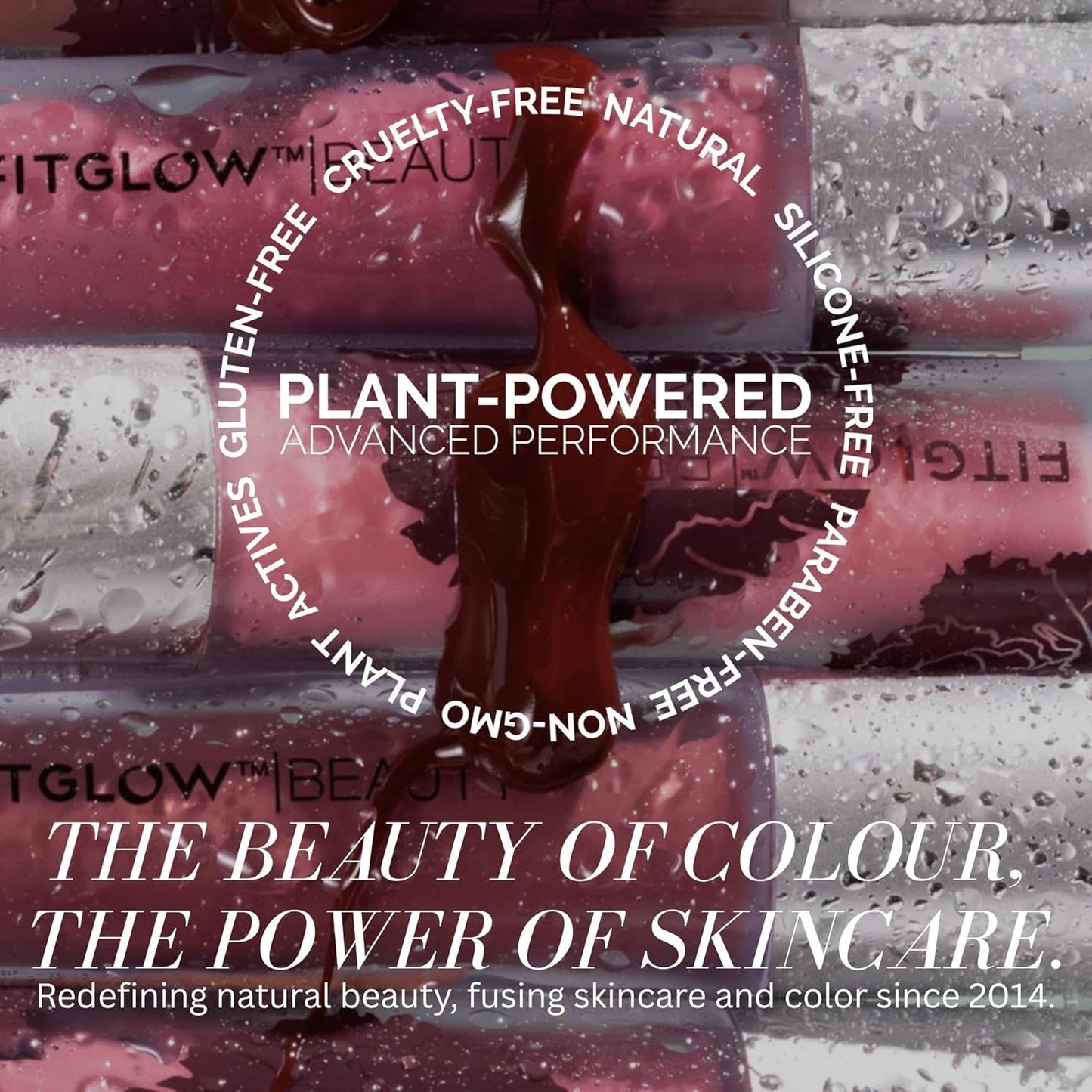 FITGLOW Beauty Lip Colour Serum | Hydrating Lip Gloss | Plumping Anti-Aging Lip Treatment | Natural Shine with Pomegranate Sterols & Collagen | Buildable Color for Dry Chapped Lips | Nudie - 10g