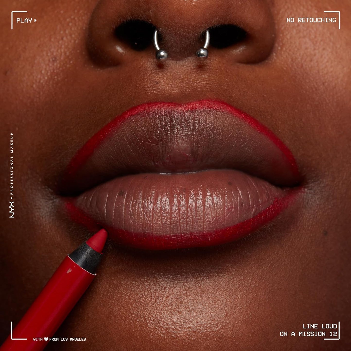 NYX PROFESSIONAL MAKEUP Line Loud Lip Liner, Longwear and Pigmented Lip Pencil with Jojoba Oil & Vitamin E - On A Mission (Blue Red)