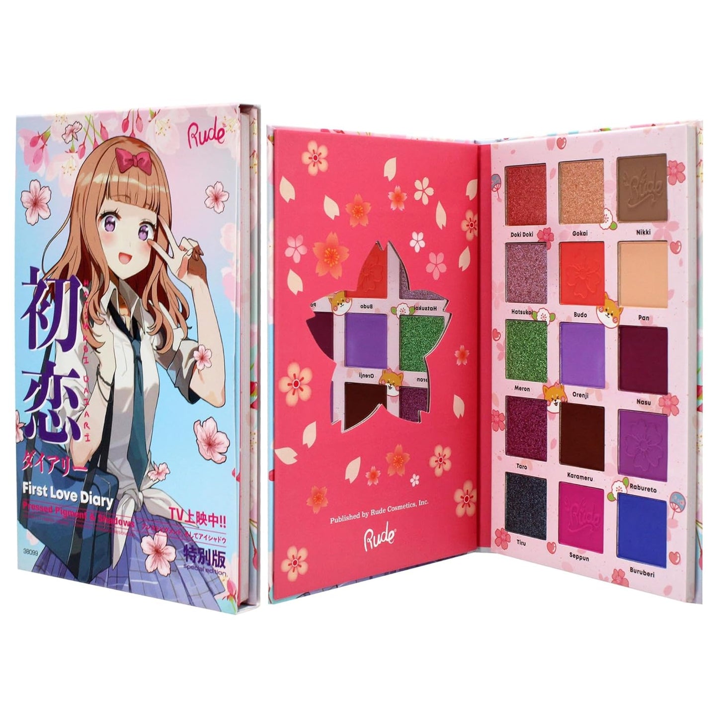 Manga Collection Pressed Pigments and Shadows Palette - First Love Diary by Rude Cosmetics for Women - 0.77 oz Palette