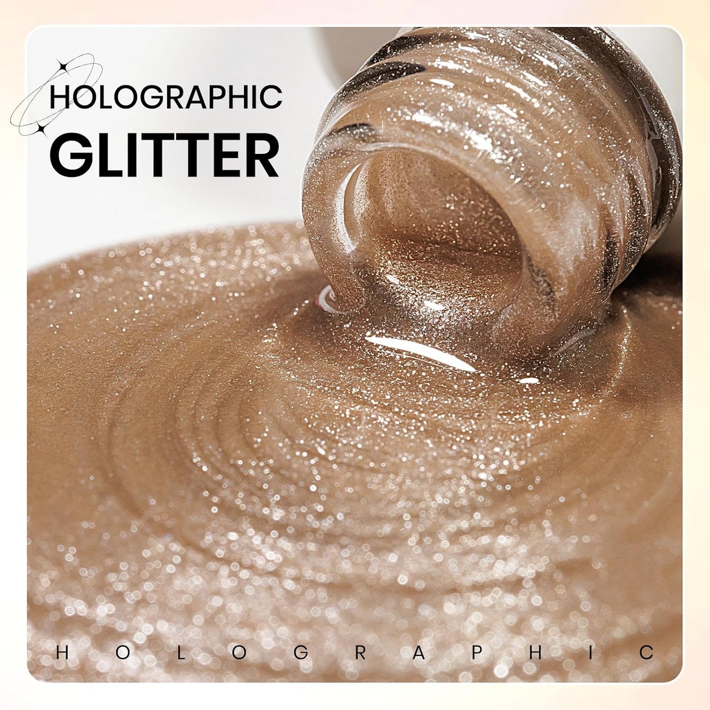 Cat Eye Gel Polish, Magnetic Holographic Glitter Gel Nail Polish Nude Shimmer Gel Polish with Magnet Soak Off U V Gel Salon DIY at Home, 0.5 OZ