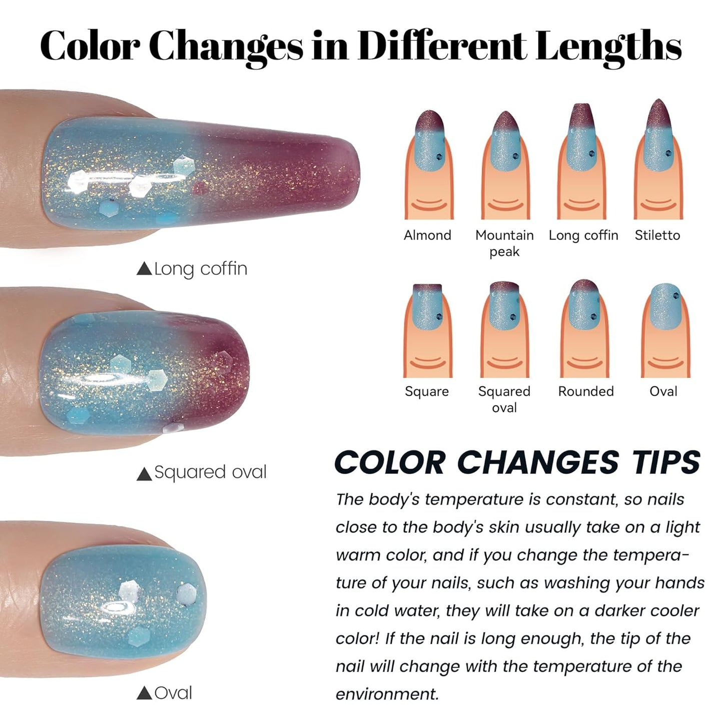 YTD Likomey Color Changing Gel Nail Polish,HEMA Free TPO Free,15ml Turquoise to Deep Purple Shimmer Glitter Mood Temperature Change Colors,Thermal Ombre Manicure Varnish,WB431