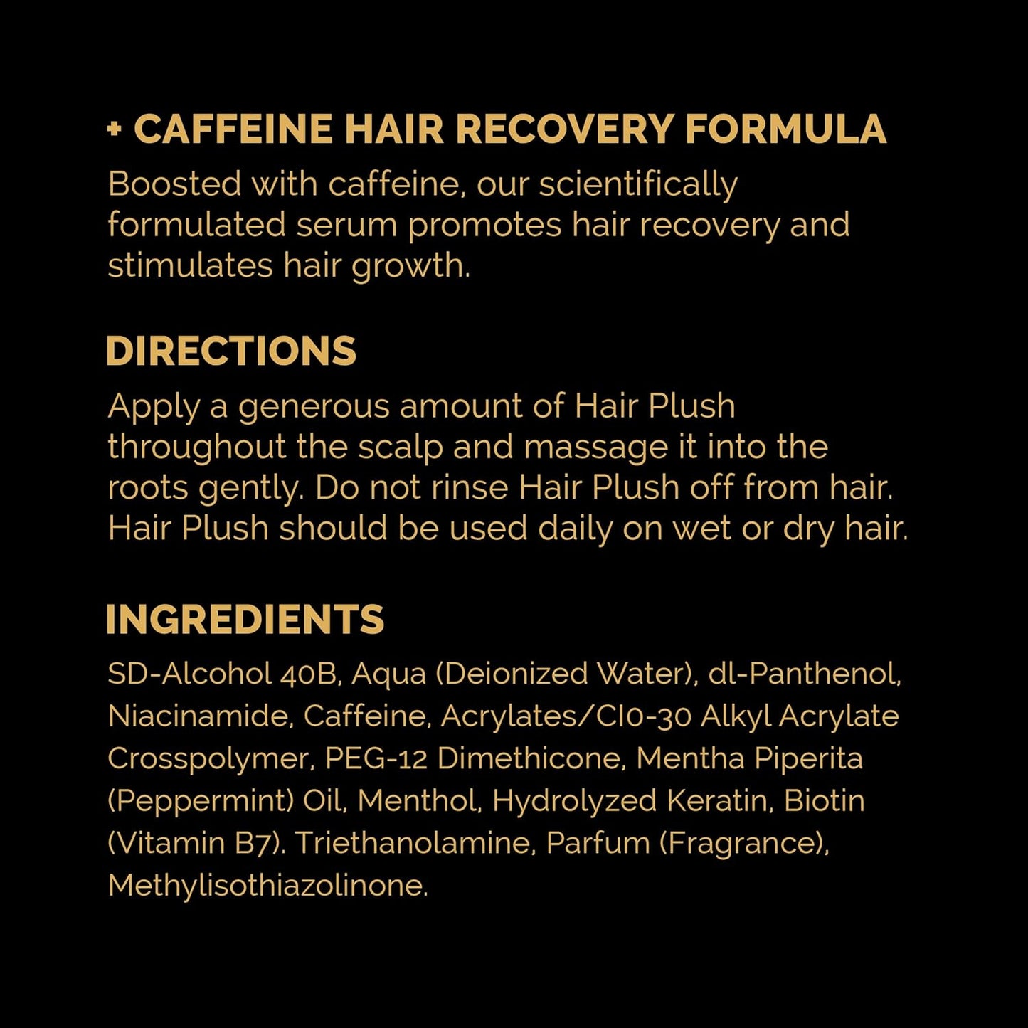 Hair Growth Serum 1.7 fl oz - Anti-Thinning Hair Regrwoth - Hair Loss Treatments for Women and Men made with Biotin, Caffeine, Menthol, Niacinamide - Hair Plush by Ultrax Labs