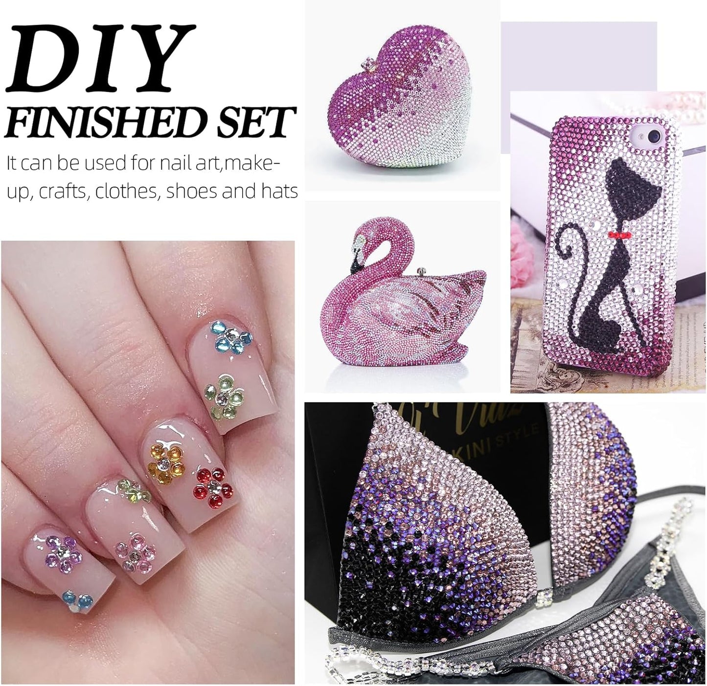 Light Amethyst Flatback Rhinestones, Glass Rhinestones for Nail Art and Craft, Glue Fix, Loose Crystal Gemstones(Lt.Amethyst, SS16, 2880pcs, 3.8-4.0mm)