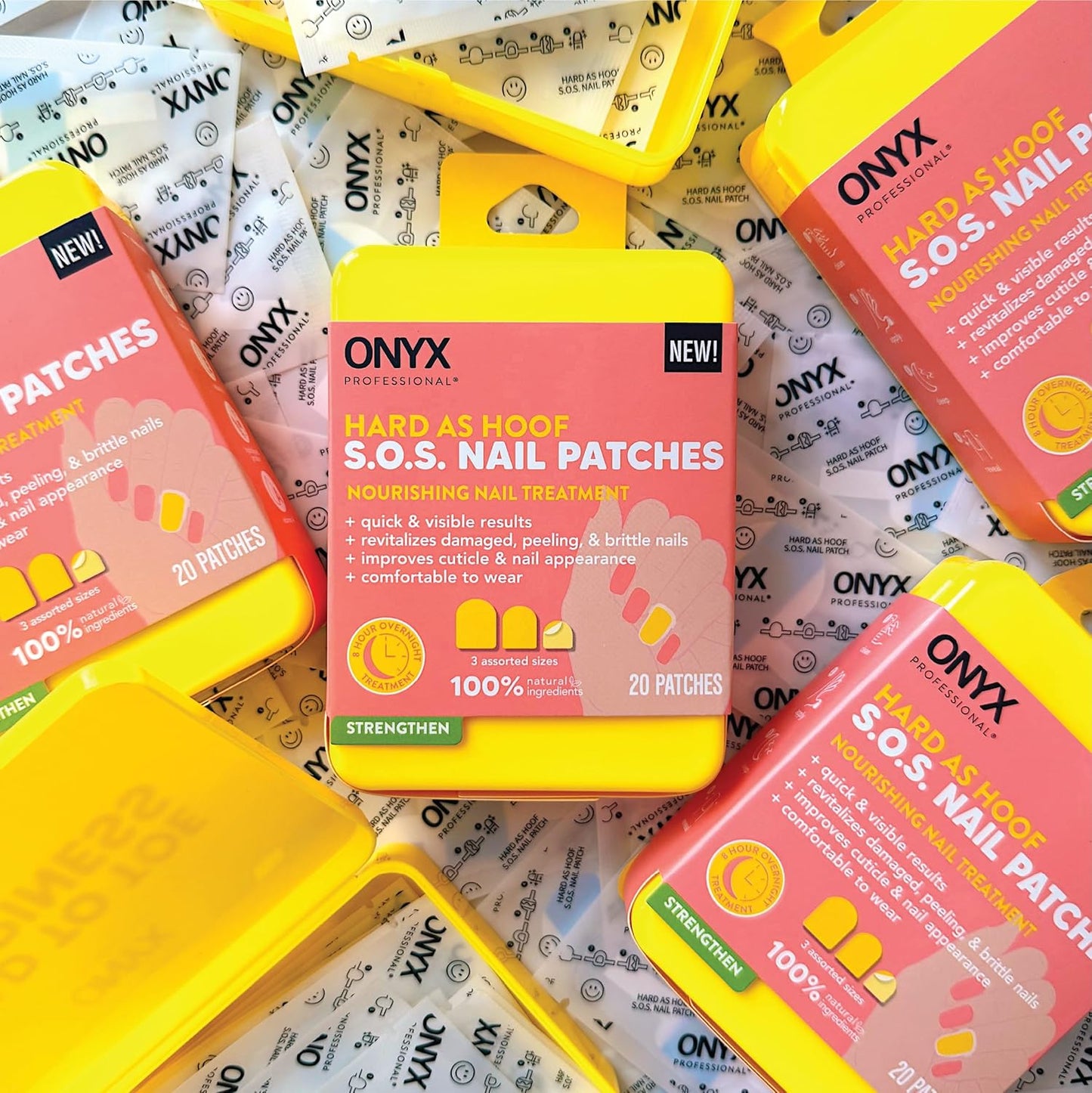 Onyx Professional Hard as Hoof S.O.S Nail Patches - Nail and Cuticle Strengthening Treatment Repair Patches, Nail Growth, Repair, 20 Count