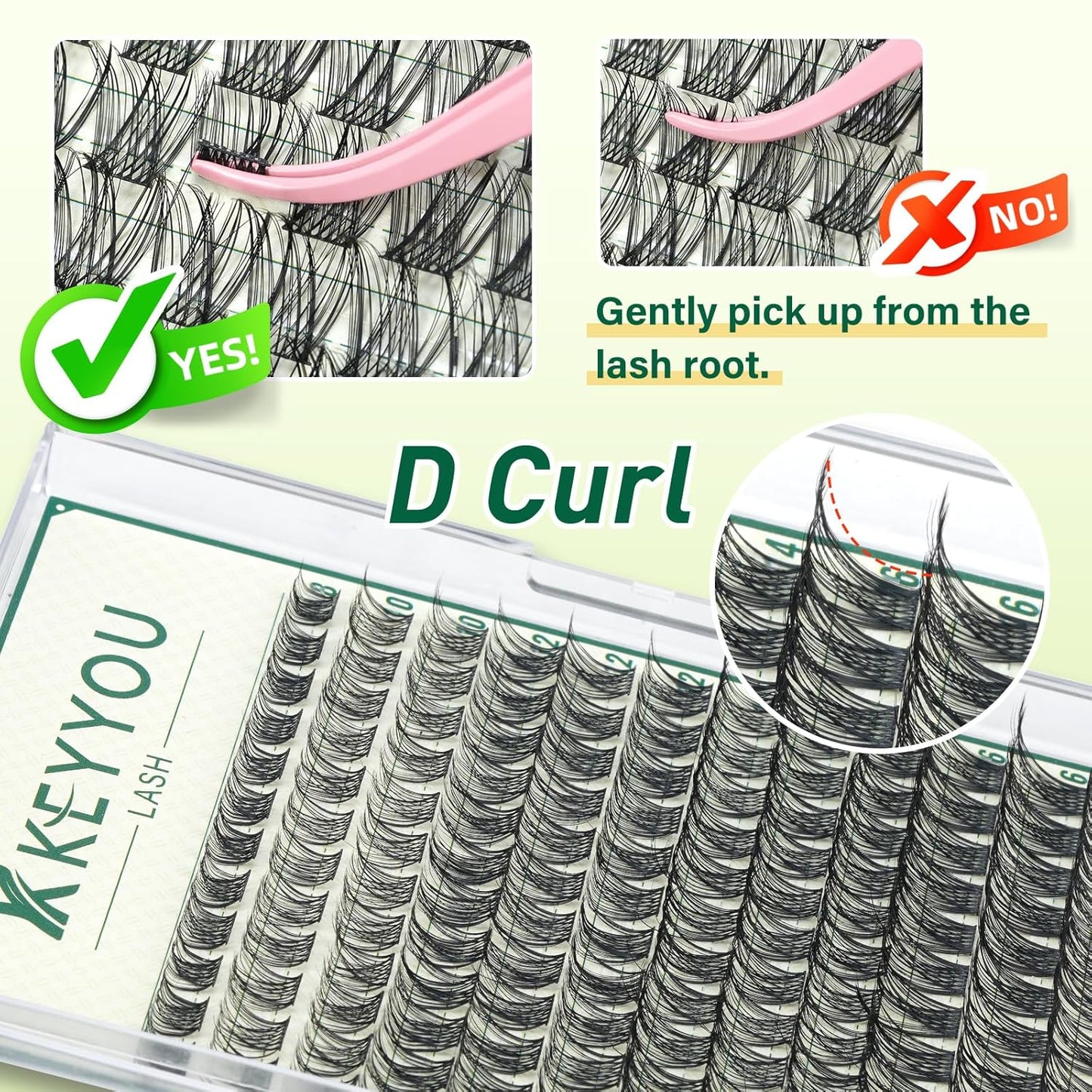 KEYYOULASH Lash Clusters Manga Lash Extension D Curl 144pcs 8-18mm Wispy Eyelash Clusters Natural Volume Eyelash Extensions Individual Lashes DIY at Home(KY02,D-8-18MIX)