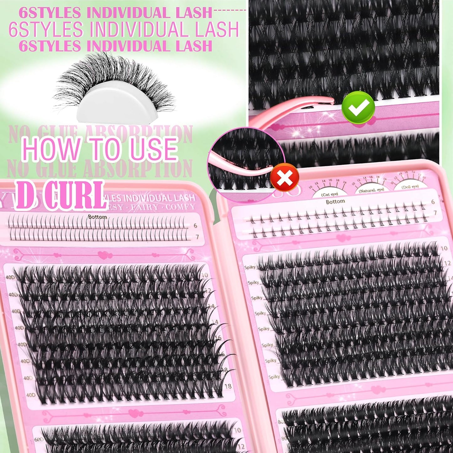 Lashes Clusters Kit 1846Pcs Bulk Packs Volume False Eyelash Extensions D Curl Wispy Individual Eyelashes, Volume Studio Effect, Wholesale Large Pack with Glue&Seal|Tweezers|Removers|Cleanser