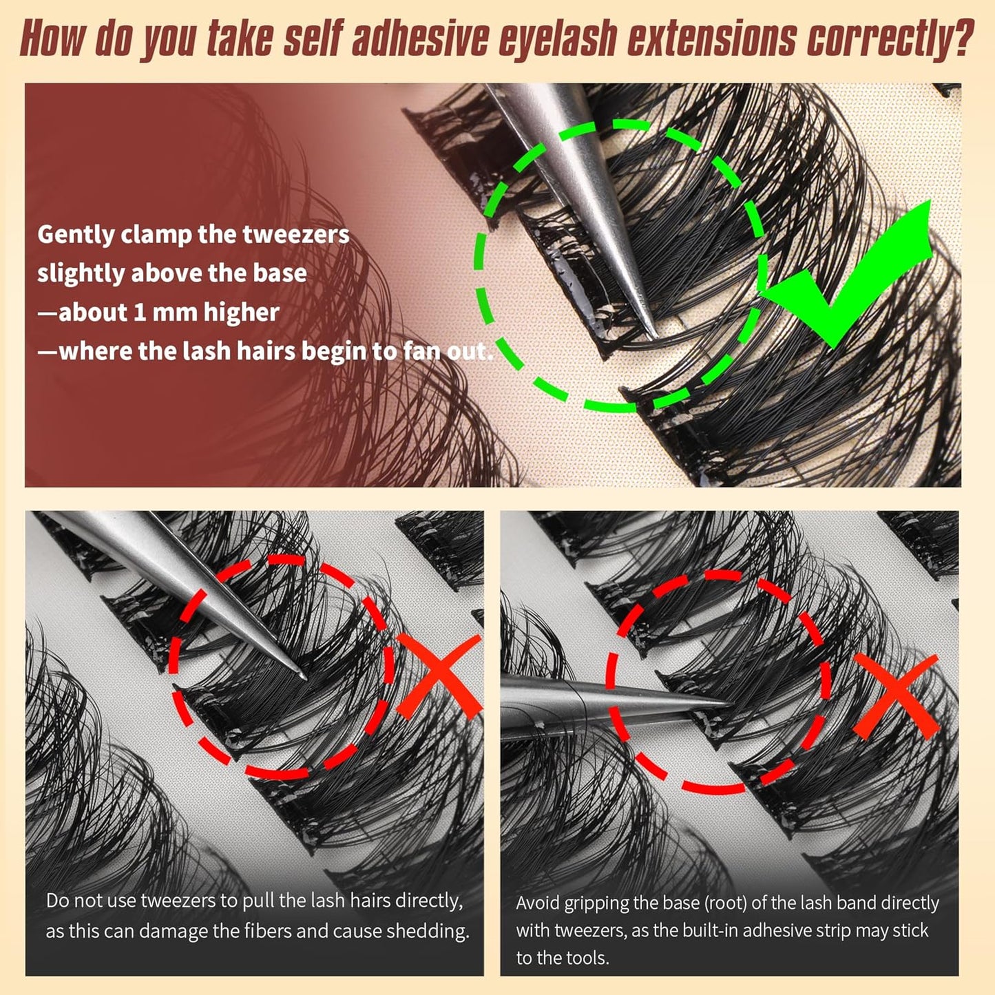 Self Adhesive Lash Clusters Natural No Glue Eyelashes Pre-glued Cluster Eyelash Extensions Wispy Reusable Self Adhesive Eyelash Clusters 120Pcs 10MM-18MM