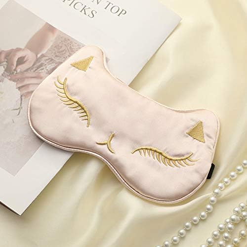 PERFECTSIGHT Cute Cat Sleep Eye Masks, Silk Sleep Eye Cover Lightweight Adjustable Eyeshade Mask Satin Night Eyeshade Cover for Women Men Sleep Travel Nap (Pink)