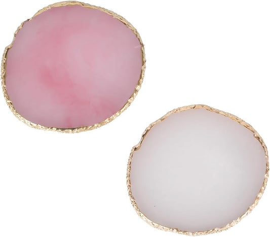 Nail Polish Palette, 2Pcs Resin Nail Art Palette, Nail Painting Mixed Color Palettes, Gold Edge Makeup Mixing Tray, Nail Supplies For Nail Techs, Nail Art Display Board(Orbicular)