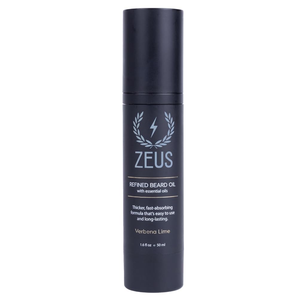 ZEUS Refined Beard Oil for Men, Leave-In Conditioner for Beard & Mustache, Softens Hair, Fights Dryness & Itch (Made in USA) Verbena Lime