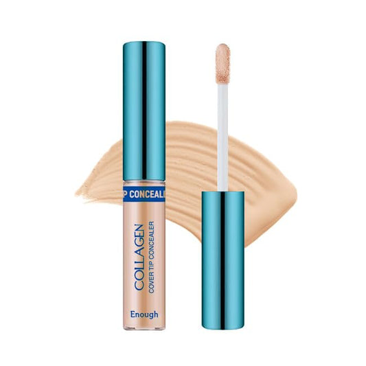 Enough Collagen Cover Tip Concealer - Full Coverage Concealer for Flawless Skin (#02 Transparent beige, 0.31oz / 9g)