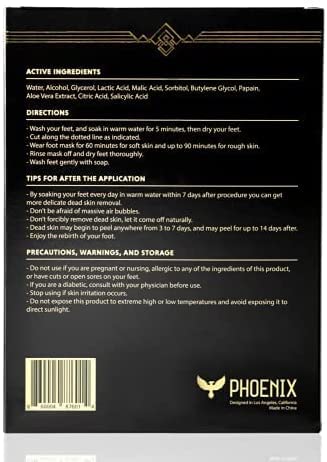 (Pack of 3) Phoenix Foot Peel for Men - Extra Large - Extra Strength - Exfoliating Dry Feet Treatment - Callus Remover - Unscented - Paraben and Fragrance Free