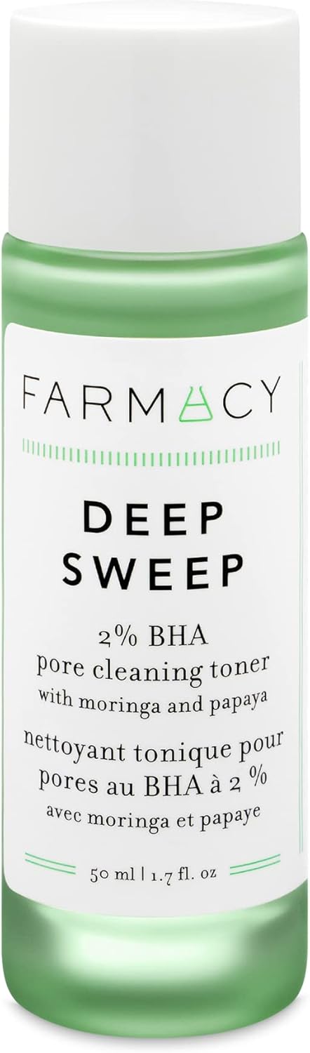Farmacy 2% Salicylic Acid Toner for Face - Deep Sweep Gentle BHA Exfoliant for Oily Skin - Refines Texture with Papaya Enzymes & Moringa Water for a Healthy-Looking Complexion (50ml)