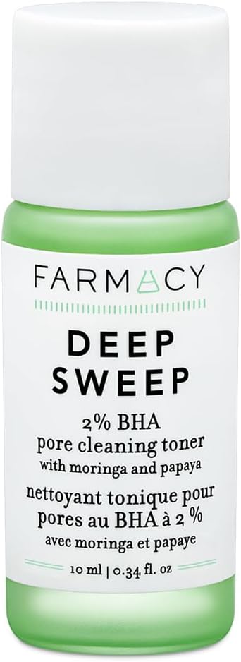 Farmacy 2% Salicylic Acid Toner for Face - Deep Sweep Gentle BHA Exfoliant for Oily Skin - Refines Texture with Papaya Enzymes & Moringa Water for a Healthy-Looking Complexion (10ml)