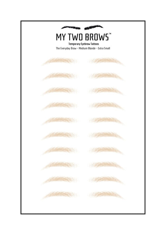 (10 pairs) Medium Blonde Temporary Eyebrow Tattoo - Extra Small Size - Waterproof & Smudgeproof - Everyday Brow Style Eyebrow Stickers - Sheet Lasts up to 30 Days - Won't Work on Existing Brows