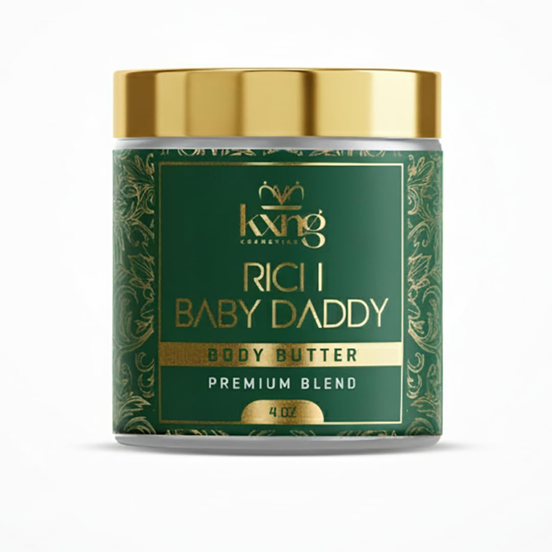 KXNG Cosmetics, Body Butter, Organic Skin Care for Men and Women, Body Moisturizer Lotions and Creams, Raw Shea Butter, Cocoa Butter, Mango, Coconut Oil, Hand, Foot, All Skin Types (Rich Baby Daddy)