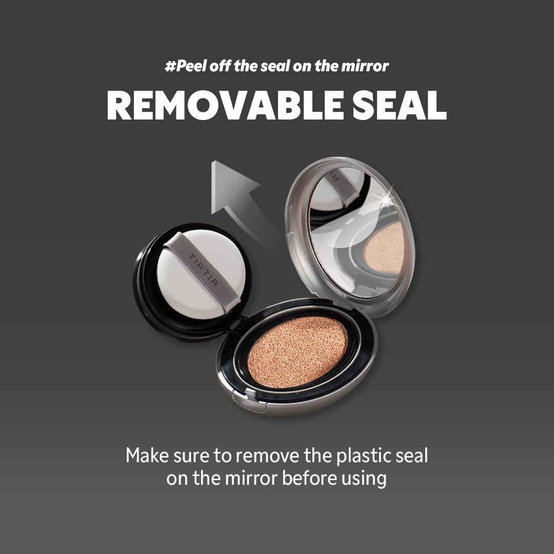 TIRTIR Mask Fit Aura Silver Cushion Foundation | Semi-glow Finish, Natural Coverage, Moisturizing, Lightweight, Korean cushion foundation (#21N Ivory, Full Size, 0.63 Fl Oz)