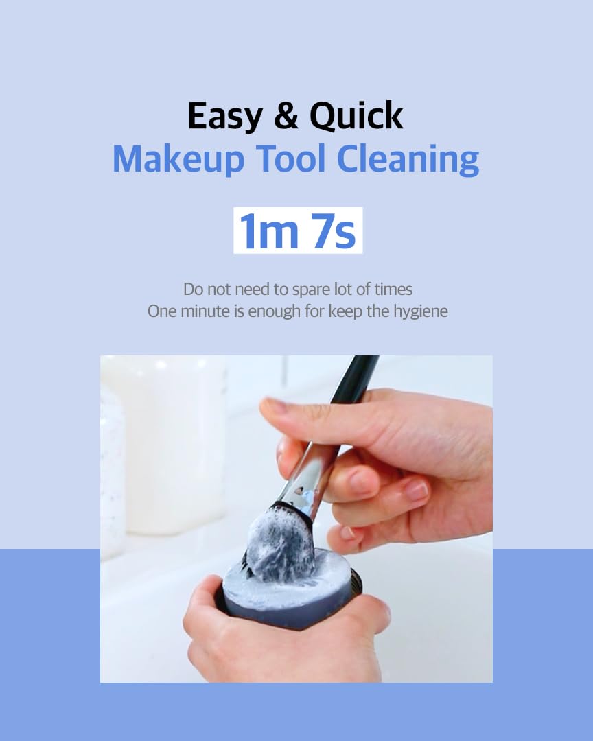 Solid Makeup Brush Cleaner 300+ Usage | Convenient Makeup Cleaner for Both Brushes & Puffs | Cosmetic Brush Cleaner Charcoal Included | Compact Size