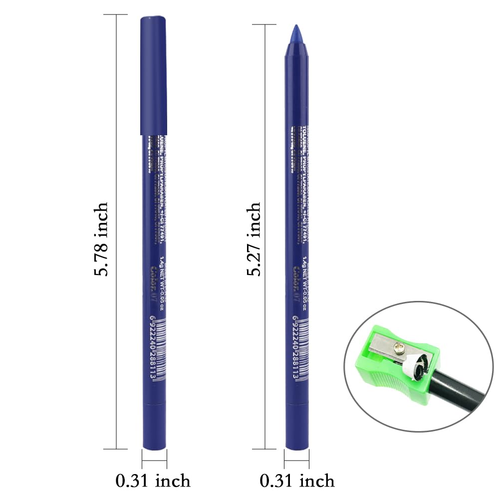 evpct 3Pcs Shimmer Royal Blue & Dark Blue & Royal Blue Gel Glitter Eyeliner Pencils Set for Women Waterproof Smudge Proof lapiz de ojos delineador de ojos contra el agua Eye Liner Makeup 07 08 24