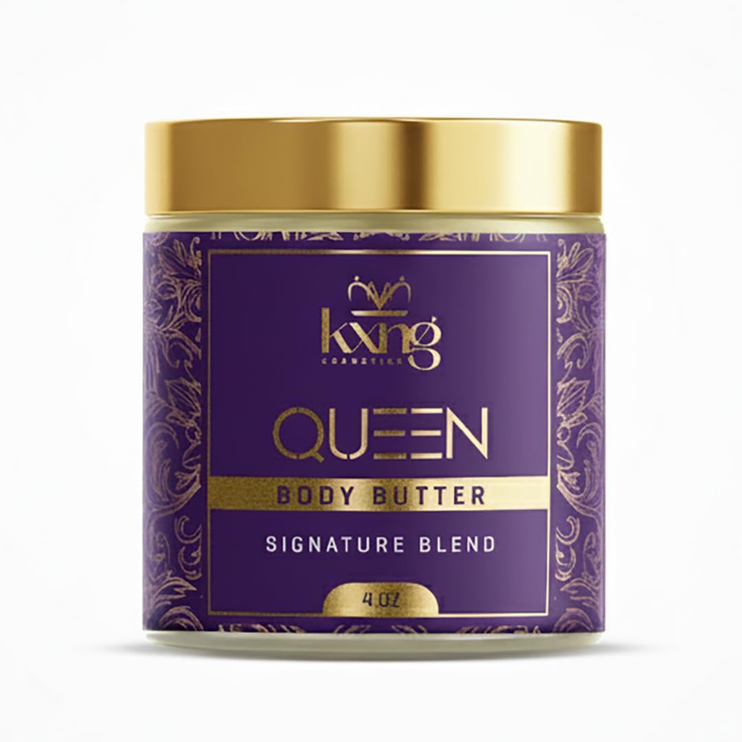 KXNG Cosmetics, Body Butter, Organic Skin Care for Men and Women, Body Moisturizer Lotions and Creams, Raw Shea Butter, Cocoa Butter, Mango, Coconut Oil, Hand, Foot, All Skin Types (Queen)