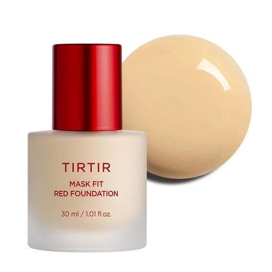 TIRTIR Mask Fit Red FoundationㅣLong Lasting Flawless Coverage, Energy Essence, Lightweight, Hydrating, Pore-Blurring, Breathable Satin Finish, Makeup, Radiant Skin, #24W Soft Beige, 1.01 Fl Oz