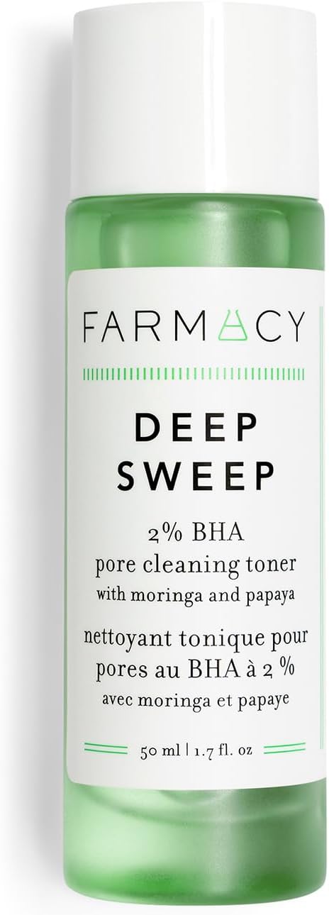 Farmacy 2% Salicylic Acid Toner for Face - Deep Sweep Gentle BHA Exfoliant for Oily Skin - Refines Texture with Papaya Enzymes & Moringa Water for a Healthy-Looking Complexion (50ml)