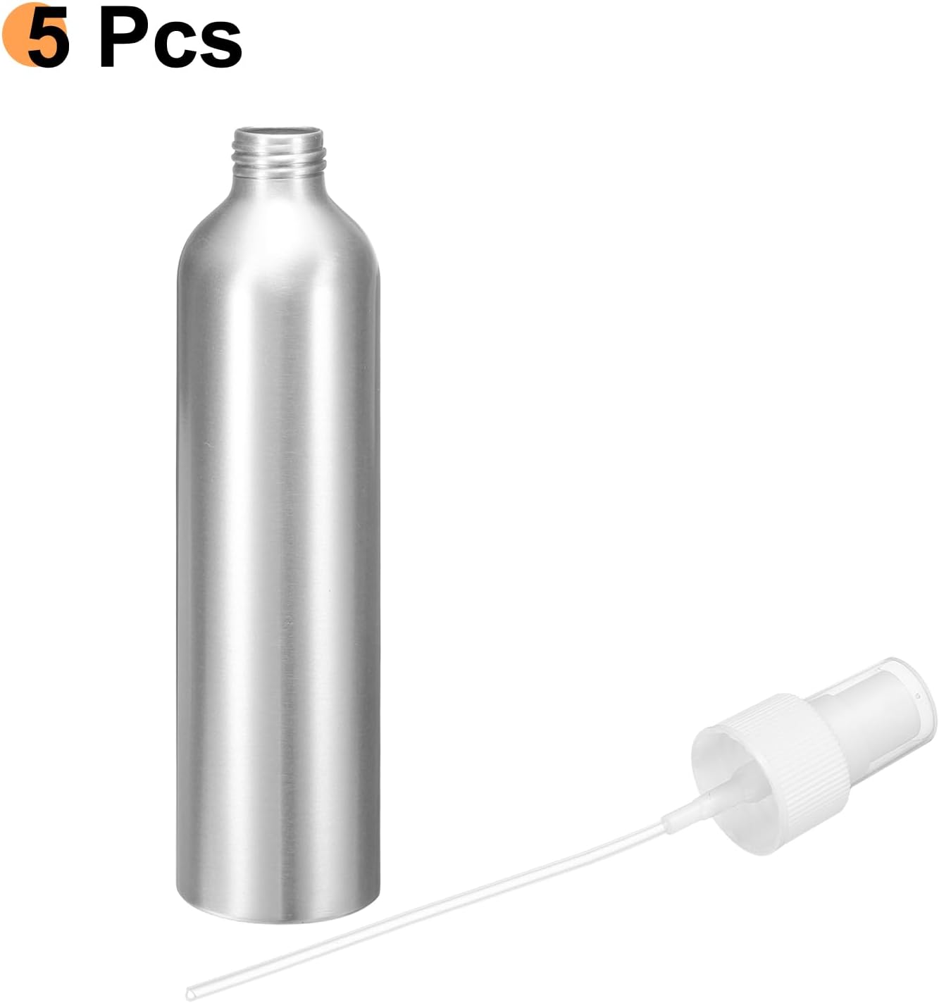 HARFINGTON 5pcs Aluminum Fine Mist Spray Bottles 300ml/10oz Metal Small Liquid Alcohol Refillable Travel Container with White Plastic Nozzle Cap for Perfume Skincare Cosmetic Storage Bottle