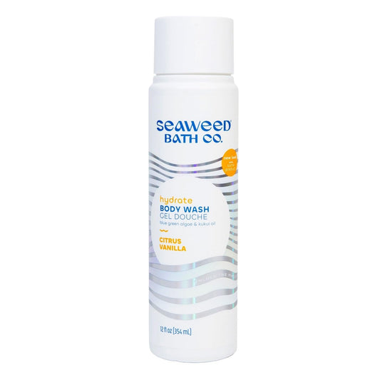 Seaweed Bath Co. Hydrate Body Wash, Citrus Vanilla Scent, 12 Ounce, Shower Gel for Men & Women, Vegan, Paraben Free, Sulfate Free, Cruelty Free