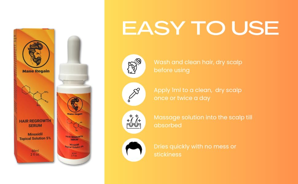 Minoxidil Topical Solution USP 5%, Extra Strength Hair Regrowth Treatment for Men, 2 Month Supply, Unscented, 4 Fl Oz (2 Pack)