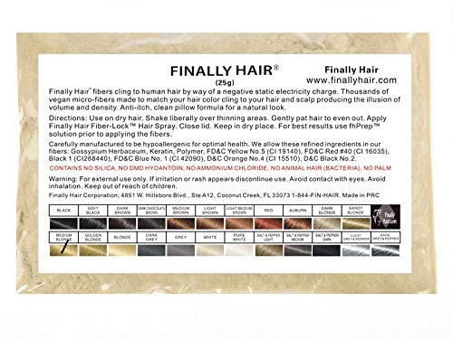 Hair Building Fibers 25 gram (ammonium chloride free) Refill Bag by Finally Hair. Compatible Replacement/Refill for Toppik Xfusion (Blonde/Light Blond)