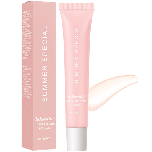 Summer Lip Butter Balm, Moisture and Hydration Lip Gloss, Long-lasting Hydrating Non-Sticky Lip Balm, Soften Dry Lips Lip Care (#Cake, 1Pcs)