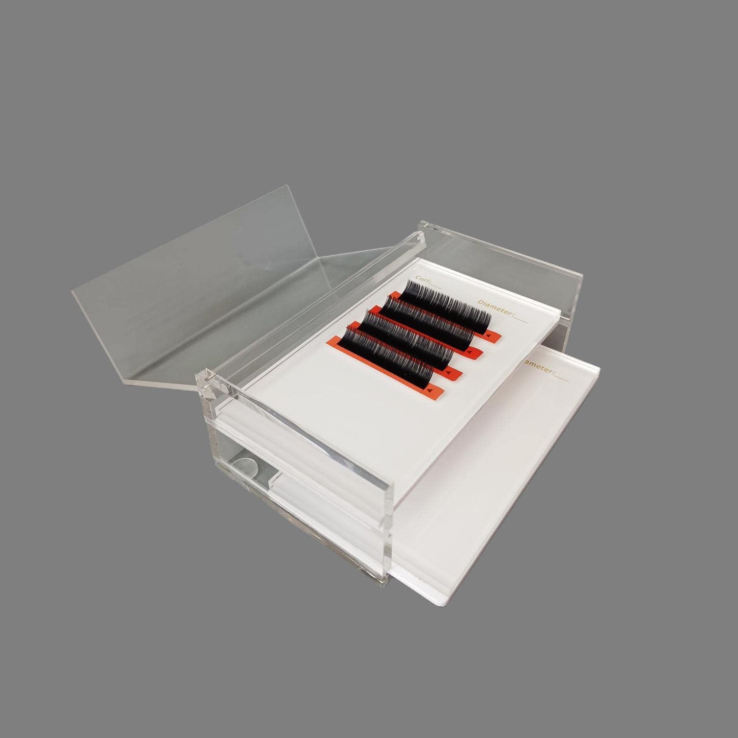 Two Layers Eyelash Grafting Pallet with Cover, Dust-proof Acrylic Lash Tile holder, Eyelash Extensions Storage Gasket Pads 2 Tiers for Beginners Beauty Artist Salon (White)