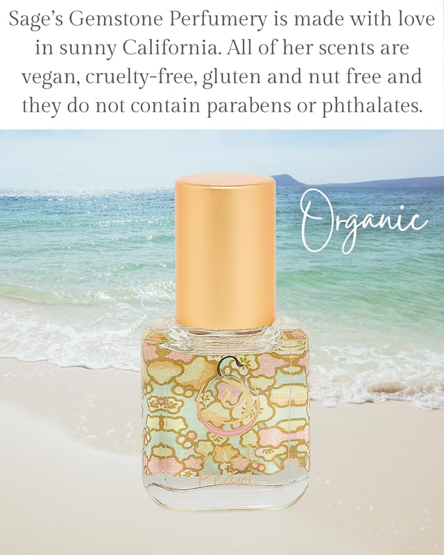 Pearl Organic Perfume Oil Extract Roll On 1/4oz, Long Lasting Subtle Sandalwood Vanilla Musk Perfume for Women, Vegan and Cruelty-Free Perfume by Sage, Made in USA