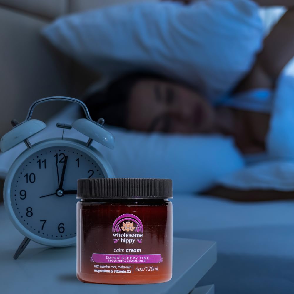 Super Sleepytime Calm Cream – Nighttime Body Butter with Magnesium, Melatonin, Valerian & Chamomile – Soothing Vegan Moisturizer for Bedtime Routine – 4oz