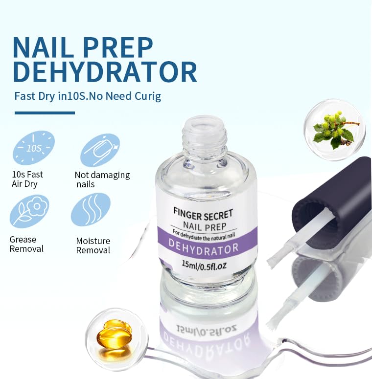 Professional Nail Prep Dehydrator and X-Strength Set for Nails, Non-acid and No Burn Fast Air Dry, For Natural Nail & UV Gels Acrylic Powder Application.