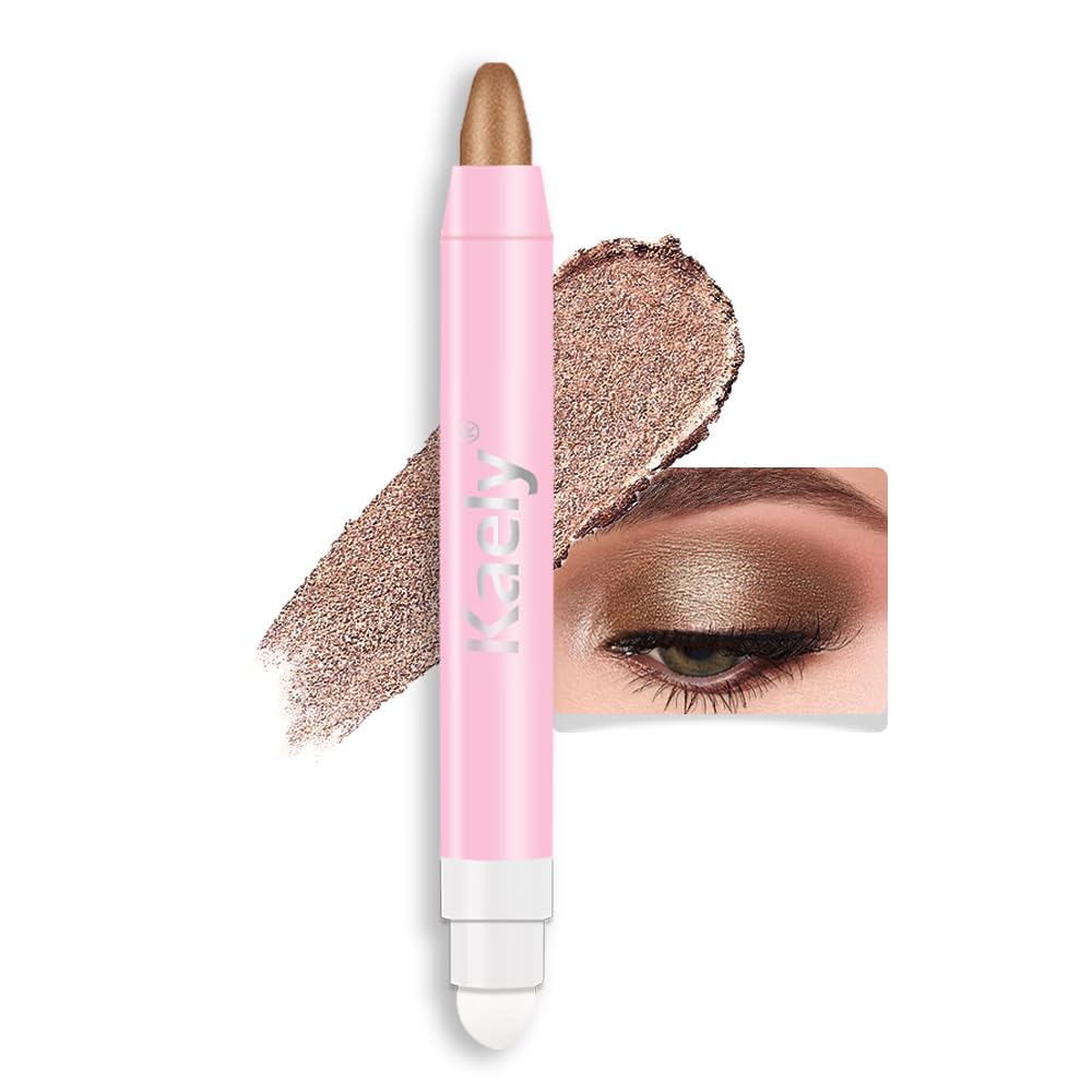 Kaely 2in1 Cream Eye Shadow Brightener Sticks for Eyes, Pencil Eyeshadow Applicator Stick Waterproof Pigmented, Eye Shadow Palette Highlighter Makeup, sombras para ojos, 20 Bronze Shimmer
