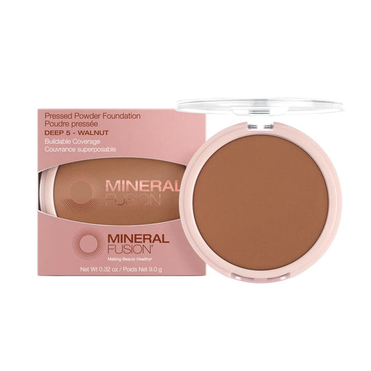 Mineral Fusion Pressed Powder Foundation, Deep 5 - Deep Skin w/Neutral Undertones, Age Defying Foundation Makeup with Matte Finish, Talc Free Face Powder, Hypoallergenic, Cruelty-Free, 0.32 Oz