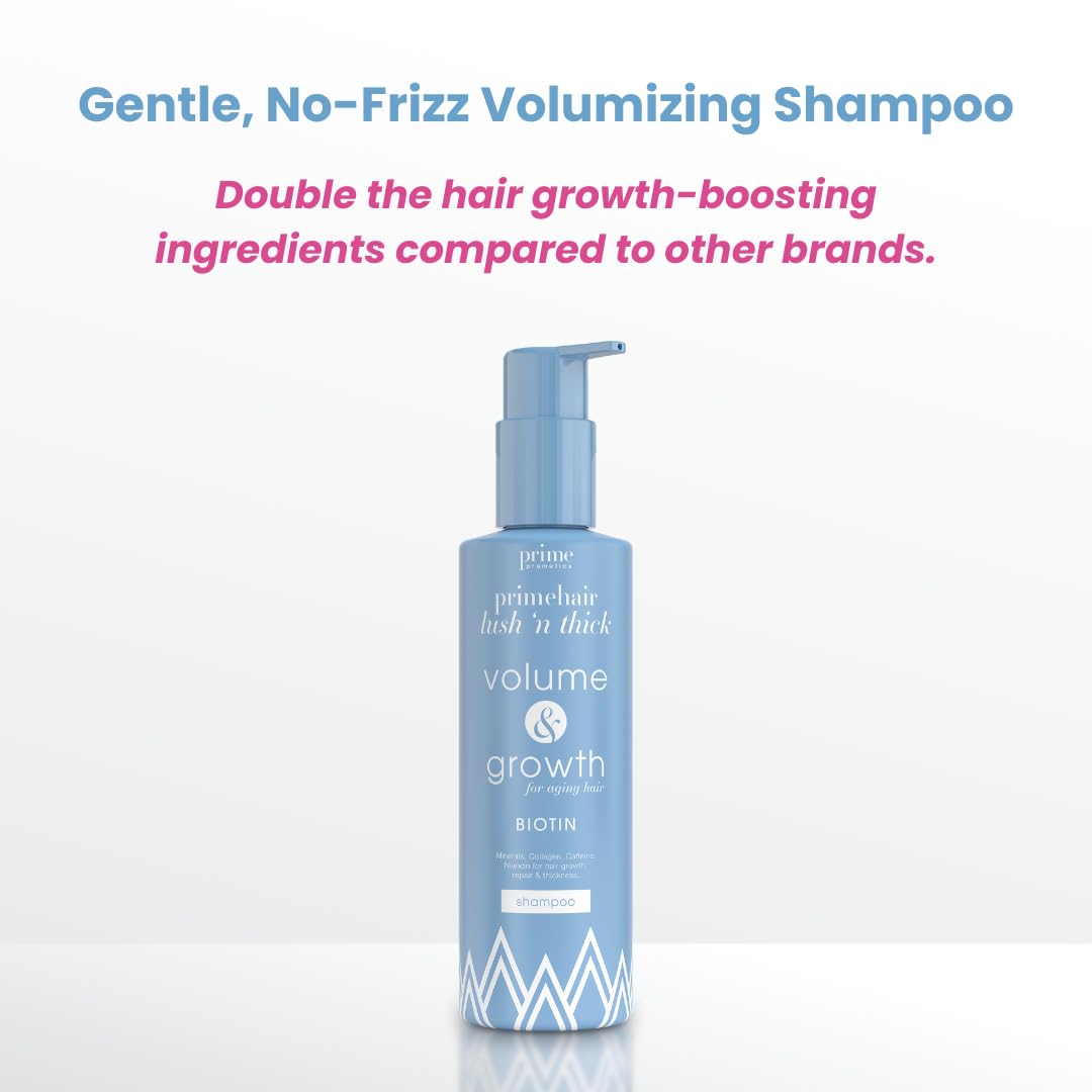 PrimeHair Lush N' Thick Shampoo for Mature Women – Biotin Enriched, Sulfate-Free and Paraben-Free Shampoo with Hair Growth Promoting Ingredients – Volumizing, Hydrating