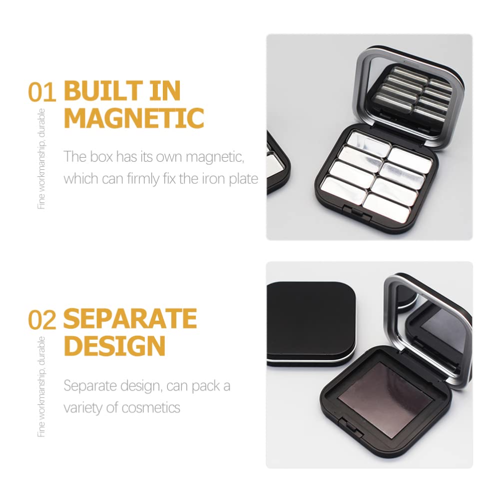 2pcs Empty Magnetic Eyeshadow Palette, Small Makeup Palette Lipstick Compact Containers Cosmetic Sample Storage Cases Magnetic Pallete for Makeup