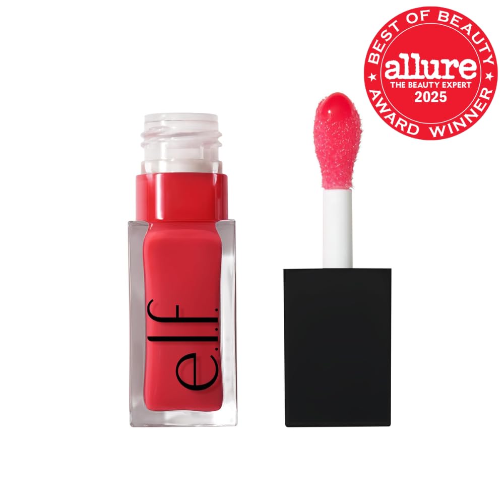 e.l.f. Glow Reviver Lip Oil, Nourishing Tinted Lip Oil For A High-shine Finish, Infused With Jojoba Oil, Vegan & Cruelty-free, Red Delicious