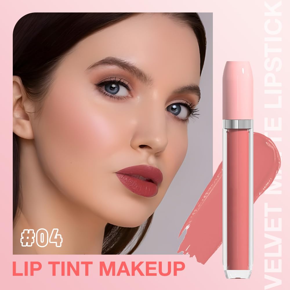 BINGBRUSH Super Matte Longwear No-Budge Stay On Smudge Proof Liquid Lipstick Long Lasting Makeup for Women,Highly Pigmented Color and Instant Shine, Cheeky