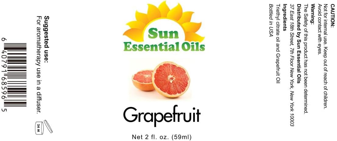Sun Essential Oils Grapefruit Essential Oil - 2 Fl Oz Aromatherapy Oil