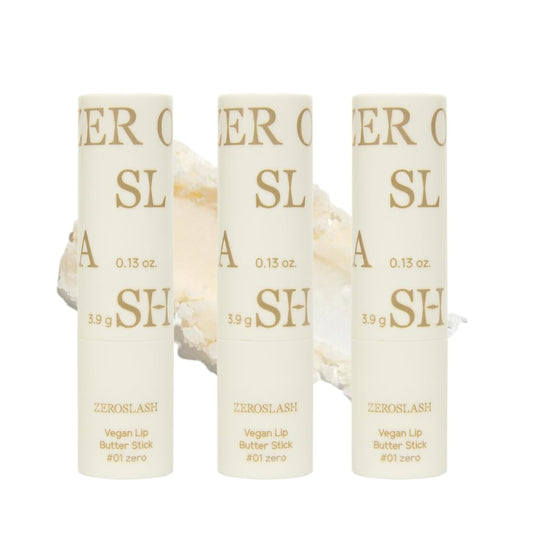 Zeroslash Vegan Lip Butter Stick with Shea Butter & Squalane 0.13oz – Hydrating Lip Balm for Dry, Chapped Lips | Plant-Based Lip Care with 6 Natural Oils | Overnight Lip Mask | Pack of 3