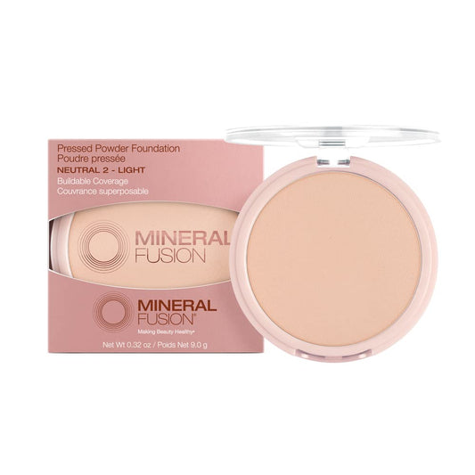 Mineral Fusion Pressed Powder Foundation, Neutral 2 - Fair/Med Skin w/Neutral Undertones, Age Defying Foundation Makeup with Matte Finish, Talc Free Face Powder, Hypoallergenic, Cruelty-Free, 0.32 Oz