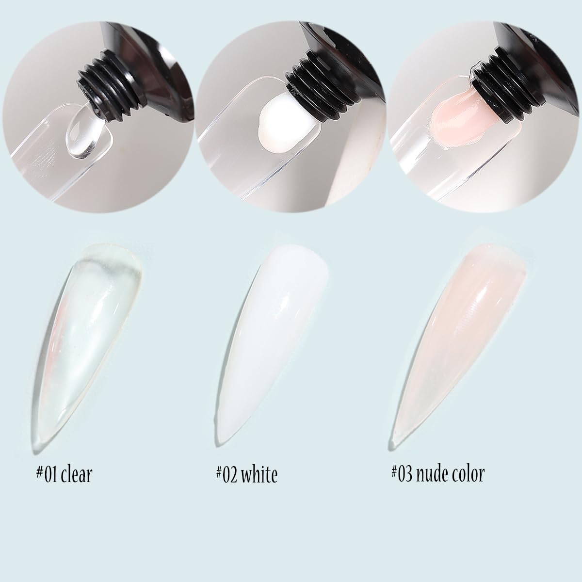 Poly Extension Gel Nail Kit, Clear White Pink With Slip Solution Dual Builder Nail Forms, Clips for Poly Gel, Starter Kit for Home Manicure Set, Nude