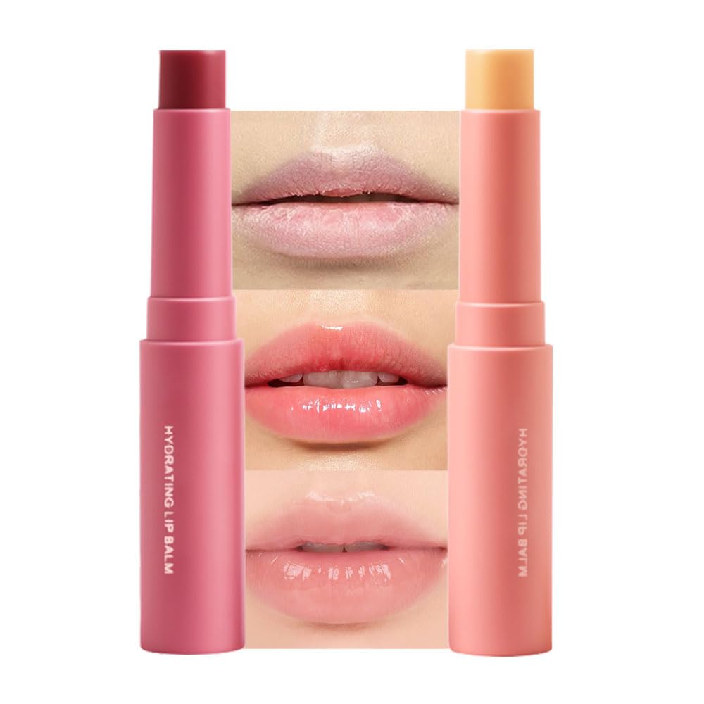 Nourishing Lip Balm for Dry & Chapped Lips, Ideal Lipstick Primer for Women, Deep Moisturization Chapstick, Vegan Tinted Lip Balm, Hydrating, Fall Winter Lip Care, 5#+6#