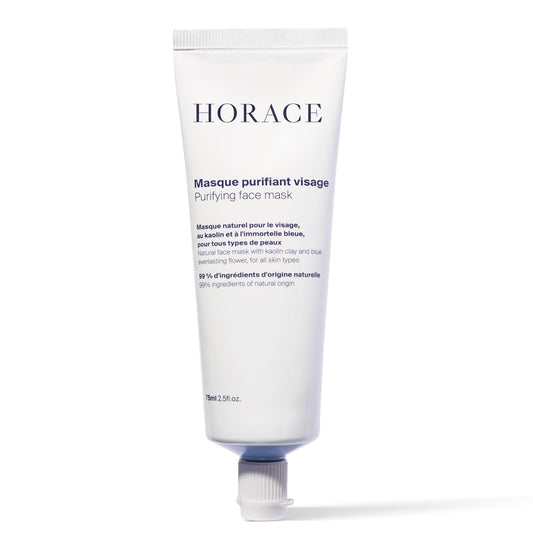 HORACE Purifying Face Mask for Men - Facial Deep Cleanse with Kaolin Clay and Blue Everlasting Flower - Pore Refining Skincare for All Skin Types - Unscented, 2.45 fl.oz